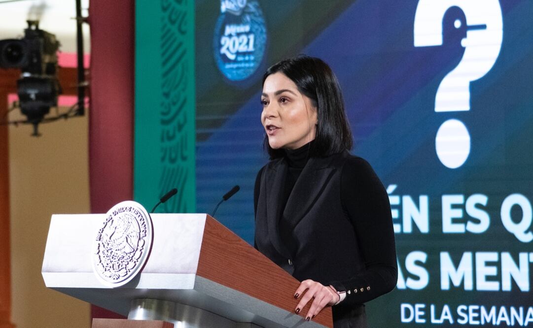 Elizabeth García Vilchis, encargada de la sección “quién es quién en las mentiras de la semana”. Foto: Presiencia