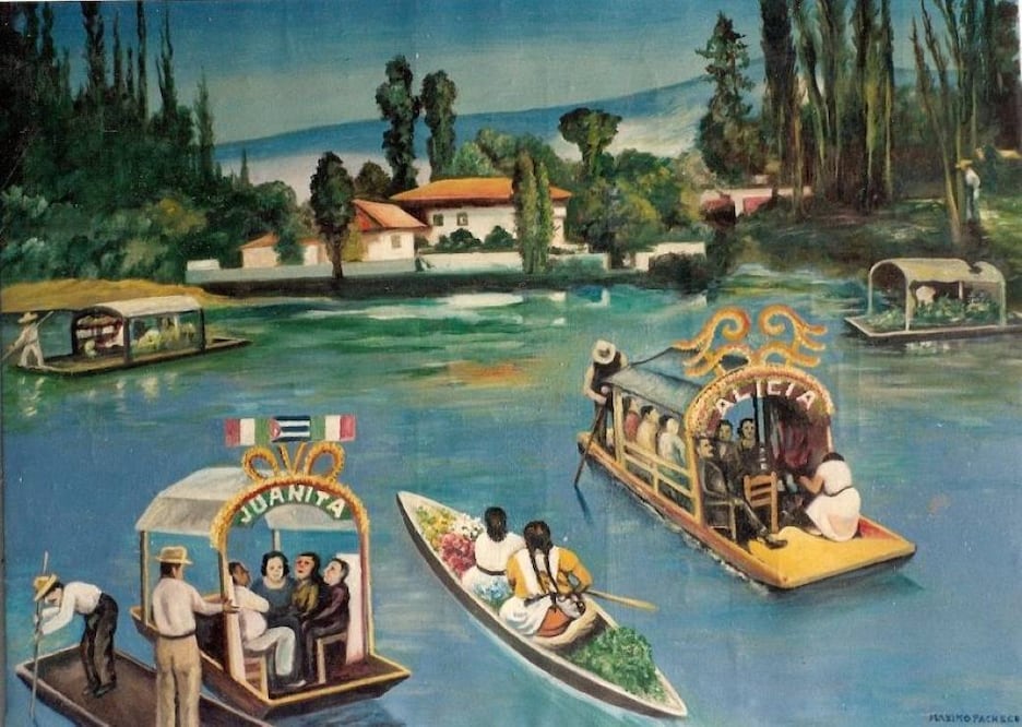 Óleo "Xochimilco", de Máximo Pacheco. Cortesía Víctor García Pacheco.
