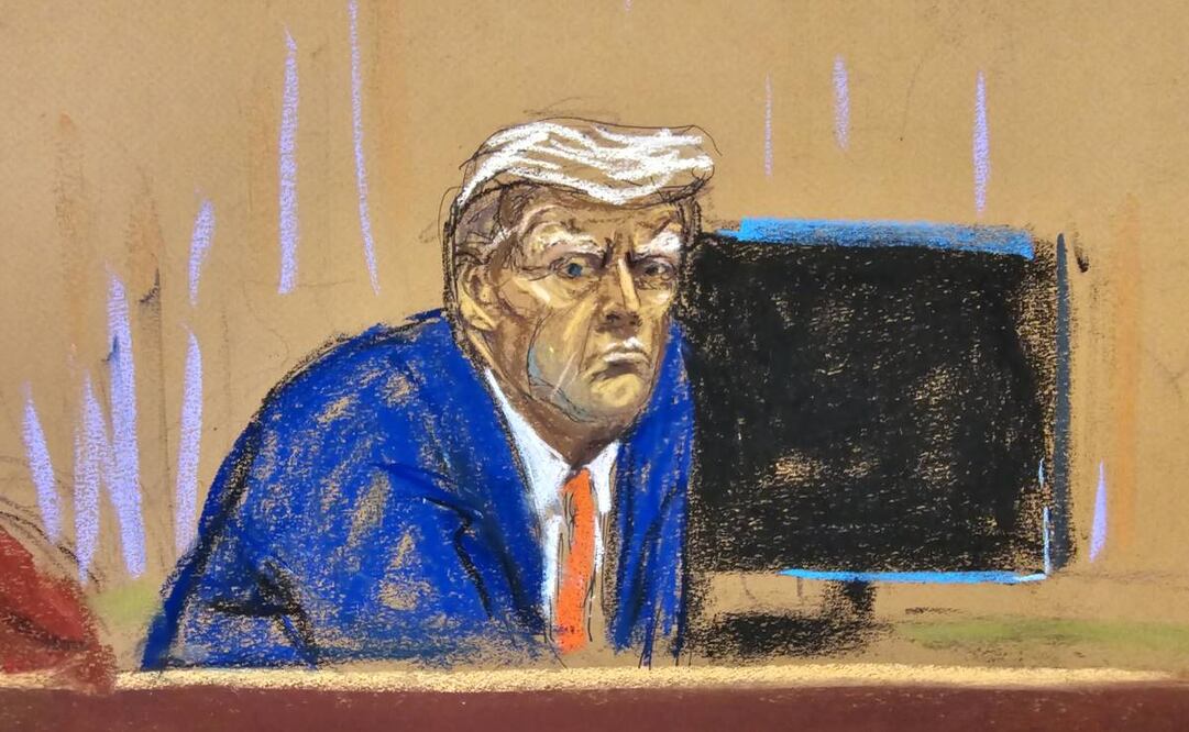 La fase de alegatos iniciales del juicio penal que enfrenta el expresidente de EE.UU. Donald Trump, acusado de falsificar documentos para comprar el silencio de una actriz porno y proteger su campaña electoral de 2016. Foto: EFE