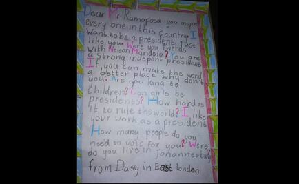 “¿Puedo ser presidenta?”; carta de una niña al presidente de Sudáfrica