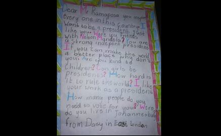 “¿Puedo ser presidenta?”; carta de una niña al presidente de Sudáfrica