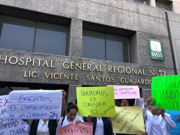 Médicos del IMSS protestan en Tlalne por falta de insumos ante el Covid 19