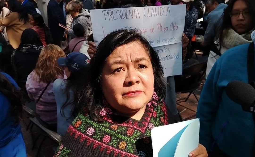 Mujeres de la alcaldía Milpa Alta pidieron a la presidenta Claudia Sheinbaum Pardo diálogo ante el proyecto del Cablebús este miércoles 7 de enero de 2026. Foto: Eduardo Dina/ EL UNIVERSAL