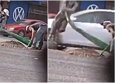 VIDEO: Sujeto intenta robar cables de luz y sale volando en San Luis Potosí