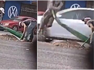 VIDEO: Sujeto intenta robar cables de luz y sale volando en San Luis Potosí