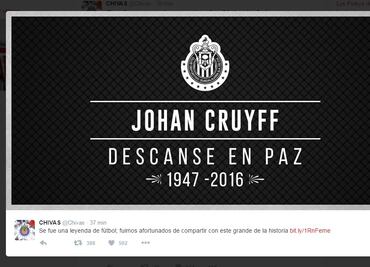 Chivas lamenta muerte de Johan Cruyff; fuimos afortunados, destaca