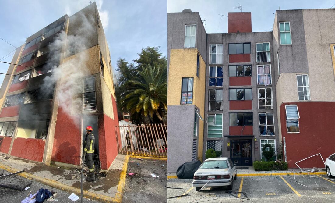 Explosión por acumulación de gas deja cuatro lesionados y daños en 120 departamentos en Tlalnepantla.
Foto: Especial.
