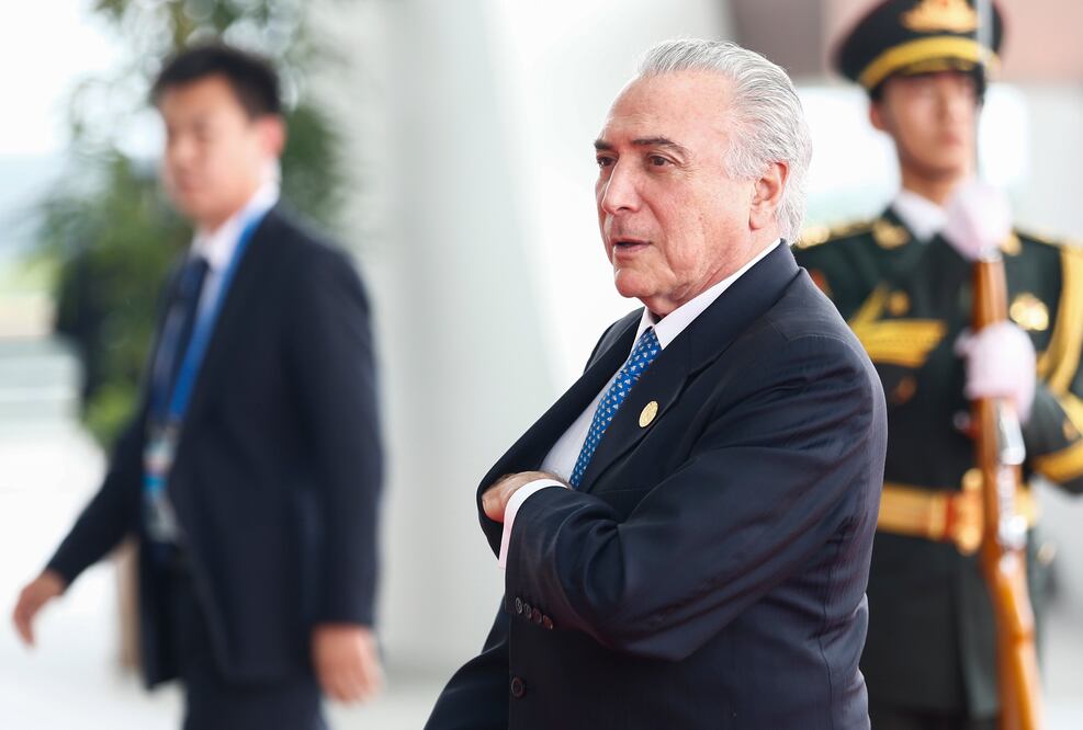 El presidente de Brasil, Michel Temer llega al Centro Internacional de Exposiciones de Hangzhou para asistir a la Cumbre del G20 en China (Foto: AP)