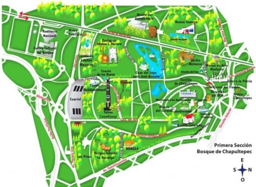 Qué atractivos hay en la primera sección de Chapultepec