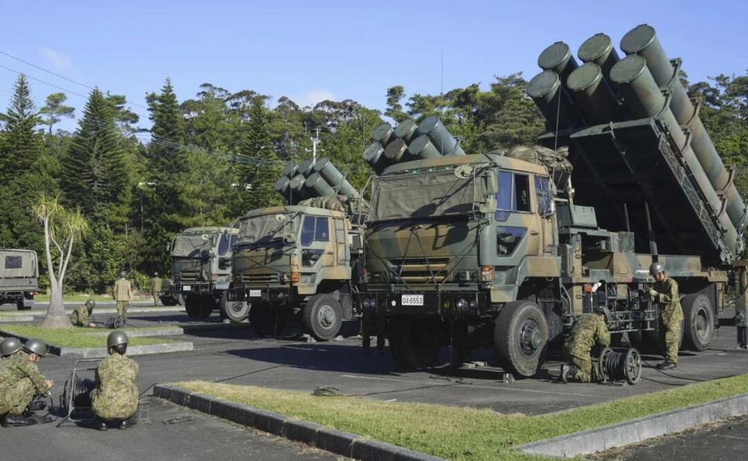Misiles de corto alcanza tierra-mar Type-88, desplegados durante unas maniobras conjuntas entre Japón y Estados Unidos en la isla de Tokunoshima, en la prefectura de Kagoshima, en el sur de Japón, el 28 de octubre de 2024. Foto:  AP