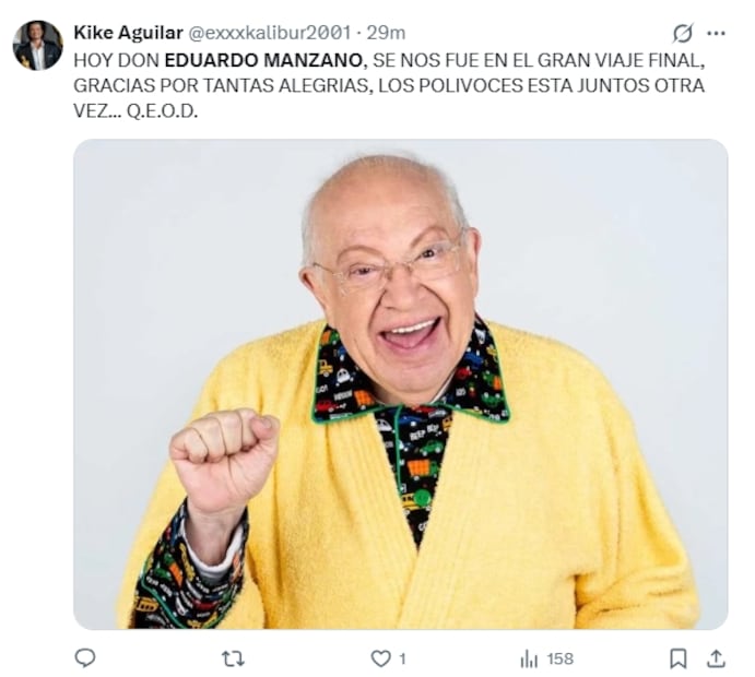 Muere Eduardo Manzano: usuarios despiden al actor con las mejores frases e imágenes. Fuente: X