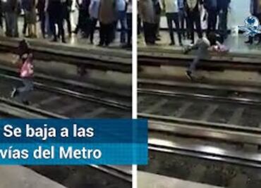 Mujer en estado de ebriedad cruza vías del Metro