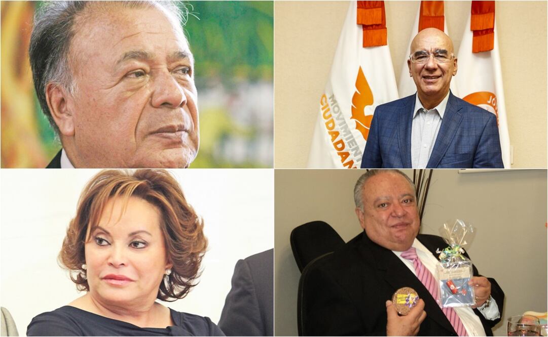 En la foto: Alberto Anaya, coordinador del PT; Dante Delgado, de MC; Elba Esther Gordillo; y Carlos Romero Deschamps, del sindicato de PEMEX (Foto: Archivo / EL UNIVERSAL)