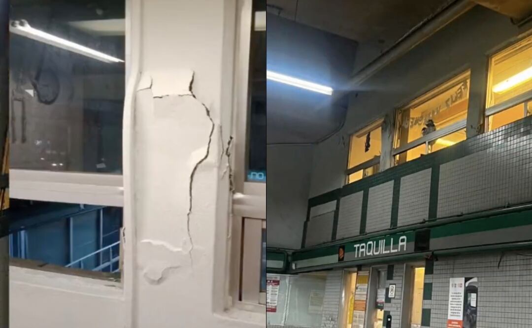El Metro informó que se repararán dos castillos del vestíbulo de la estación afectados. Foto: Captura video X (Massimo Jr
@Massimo_Torr1)