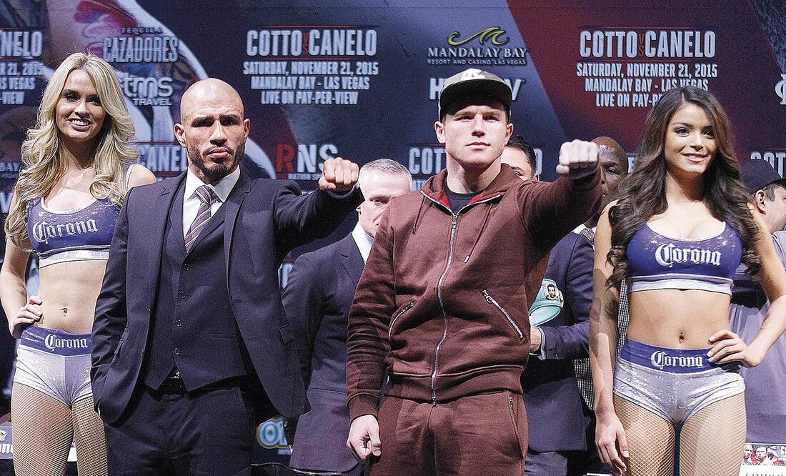 Miguel Cotto y Saúl Álvarez se enfrentan mañana en Las Vegas (CORTESÍA. GOLDEN BOY PROMOTIONS)