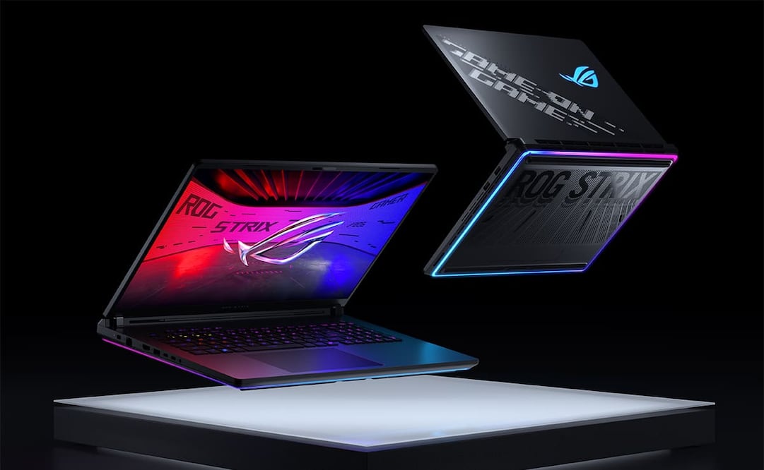 La ASUS ROG Strix SCAR 16 combina un diseño futurista con una barra de luces RGB 360° y un teclado retroiluminado Aura Sync, ofreciendo una experiencia visual envolvente. Foto: cortesía ASUS.