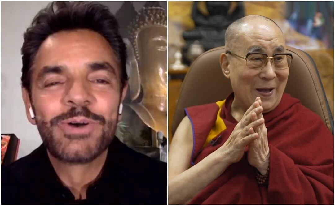 Eugenio Derbez y el Dalai Lama.  Fotos: Captura Facebook