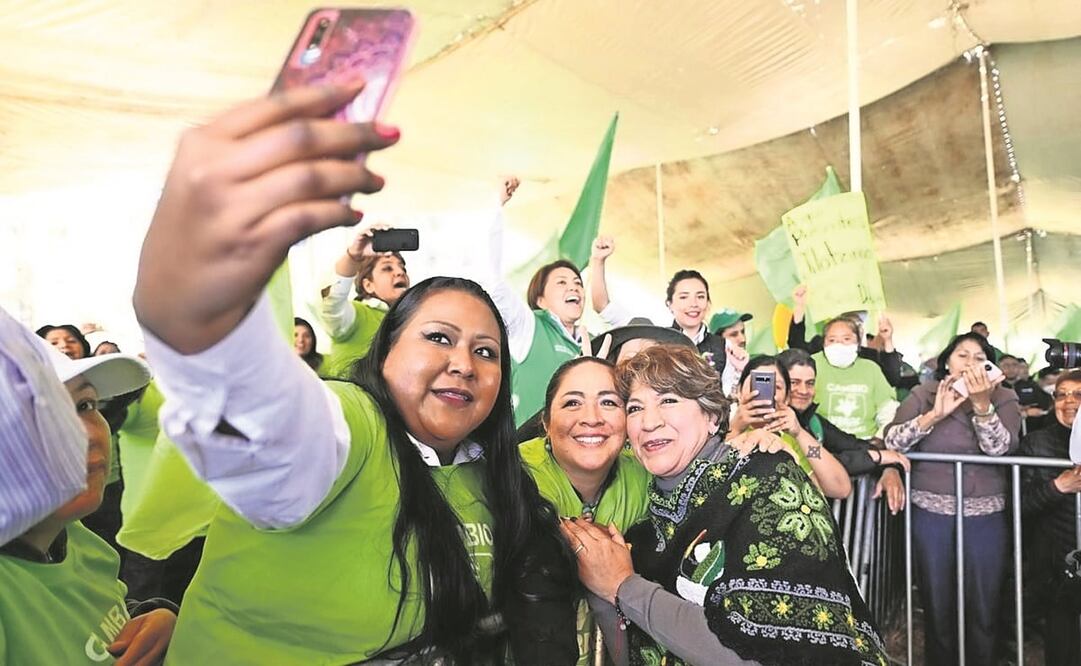 Arropada por el Partido Verde, Delfina Gómez, precandidata de Morena, llamó a no dejarse amenazar. Foto: ESPECIAL