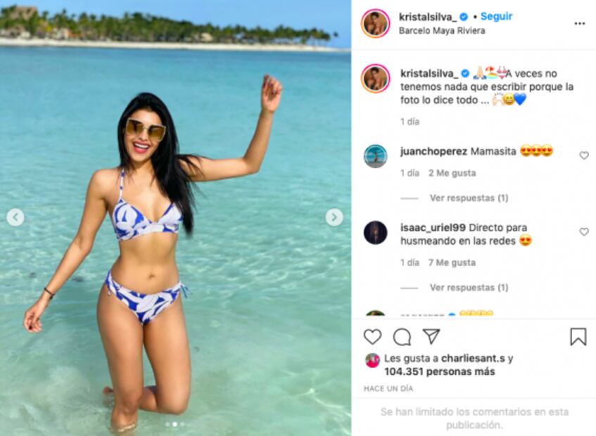 Kristal Silva disfruta de la playa en mini bikini