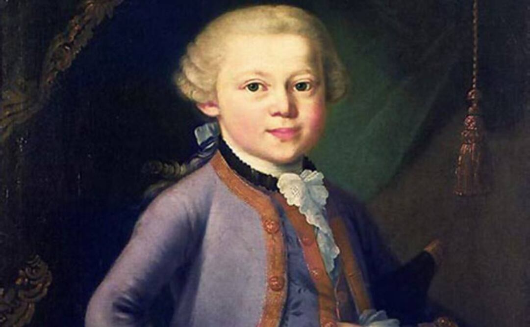 El gran compositor Wolfgang Amadeus Mozart también fue un niño. Aquí, a los 10 años, vestido de gala. FOTO: Óleo anónimo.