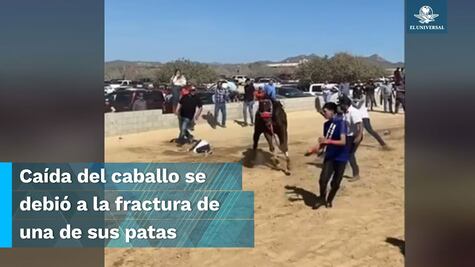 Captan fuerte caída de jinete durante una carrera en Los Cabos