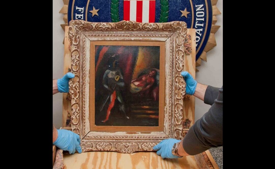 Vista de la obra "Otelo y Desdémona" (1911) del artista Marc Chagall. Foto: EFE/ FBI 