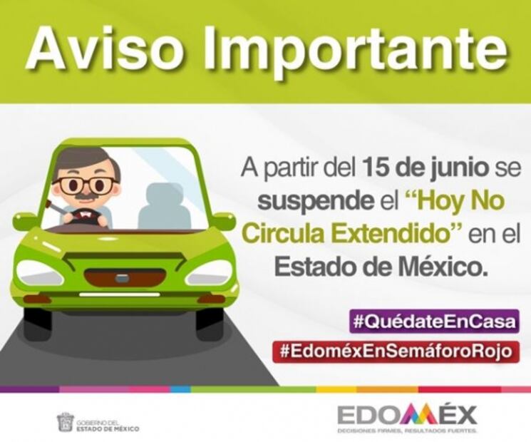 Suspenden Hoy No Circula Extendido en Edomex a partir del 15 de junio 