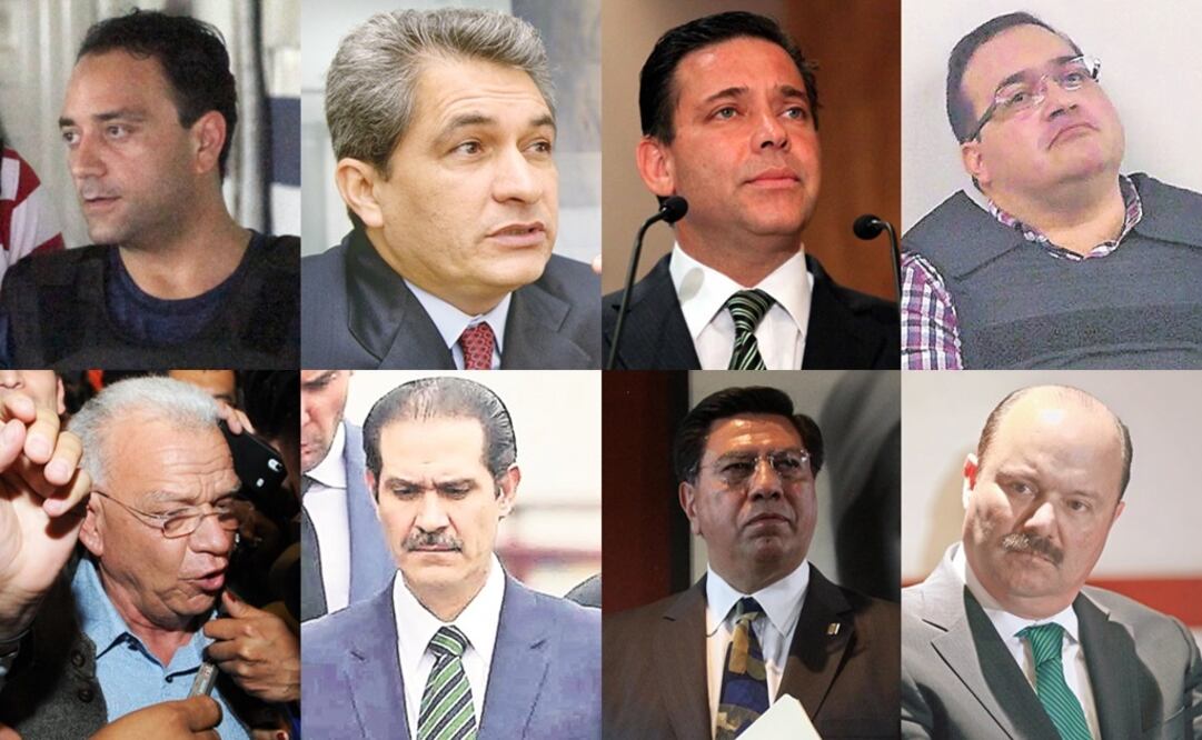 Roberto Borge, Tomás Yarrington, Eugenio Hernández Flores, Javier Duarte de Ochoa, Andrés Granier, Guillermo Padrés, Jesús Reyna y César Duarte Jáquez. (FOTO: Archivo. EL UNIVERSAL)