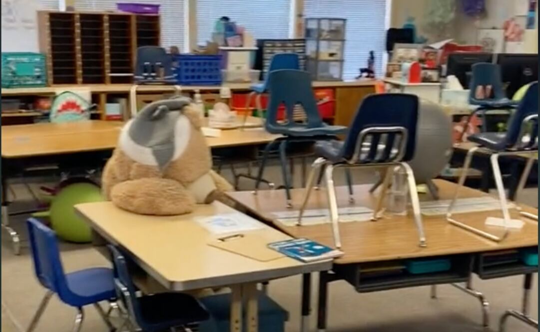 Ella misma creó una mochila antibalas para proteger a sus alumnos. Imagen: TikTok: @mrsvidal6