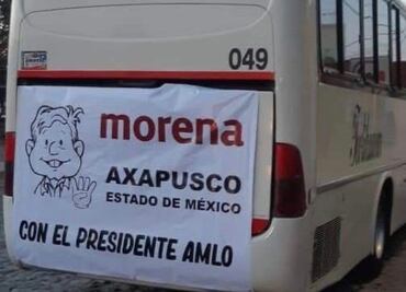 En autobuses y vagonetas trasladan a simpatizantes de Morena del Edomex a la marcha de AMLO
