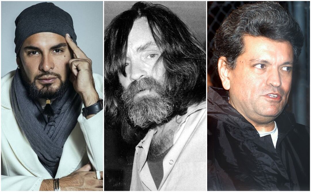 Ricardo Ponce, Charles Manson y Sergio Andrade. Fotos: Instagram, AP y Archivo