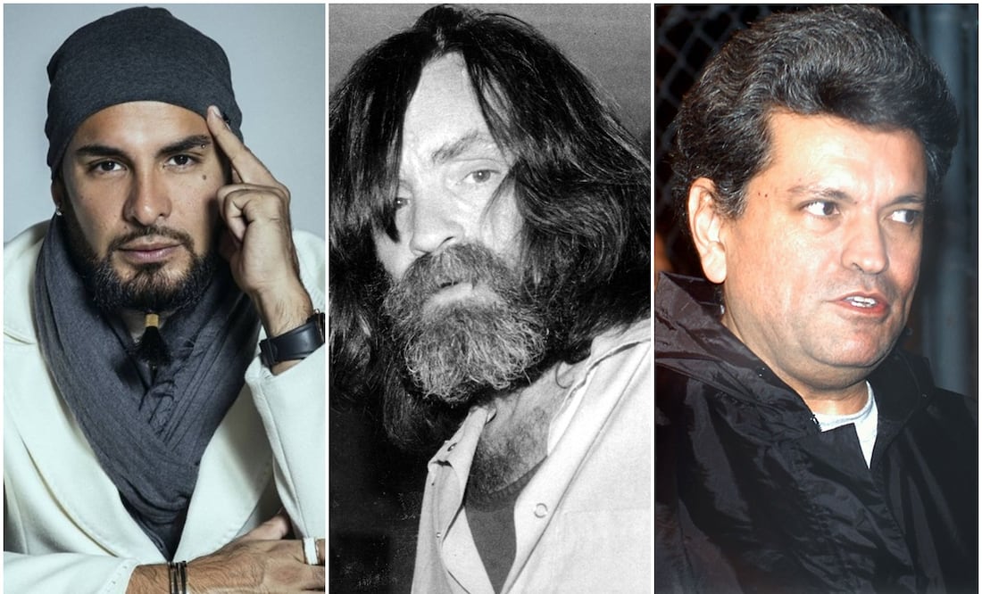Ricardo Ponce, Charles Manson y Sergio Andrade. Fotos: Instagram, AP y Archivo