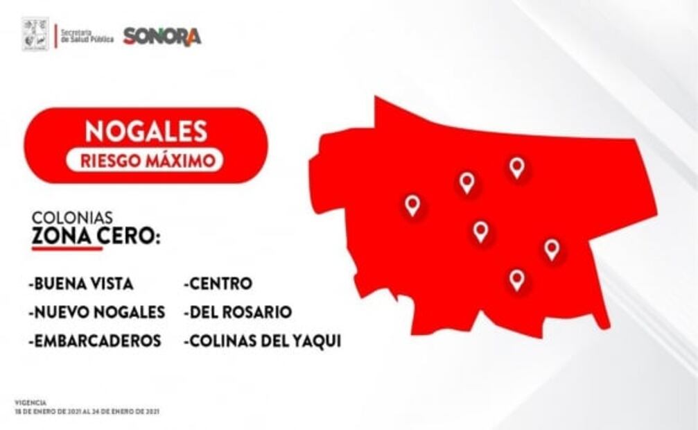 Reportan cinco municipios de Sonora en riesgo máximo de Covid-19