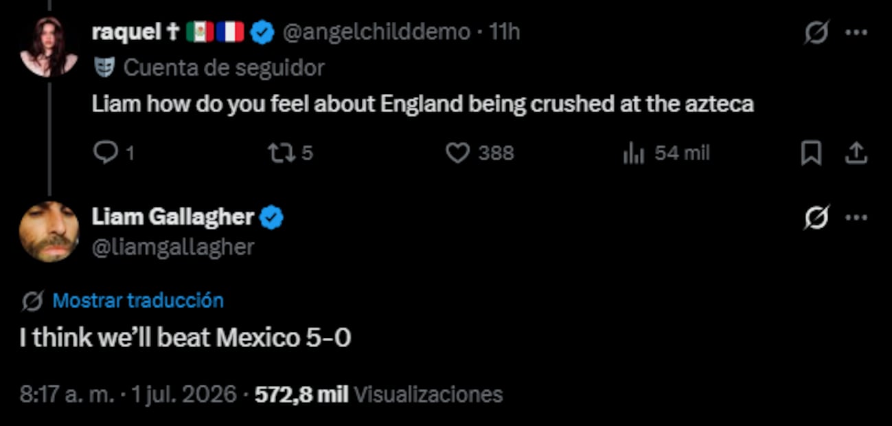 El pronóstico de Liam Gallagher sobre el México vs Inglaterra / Foto: Especiales