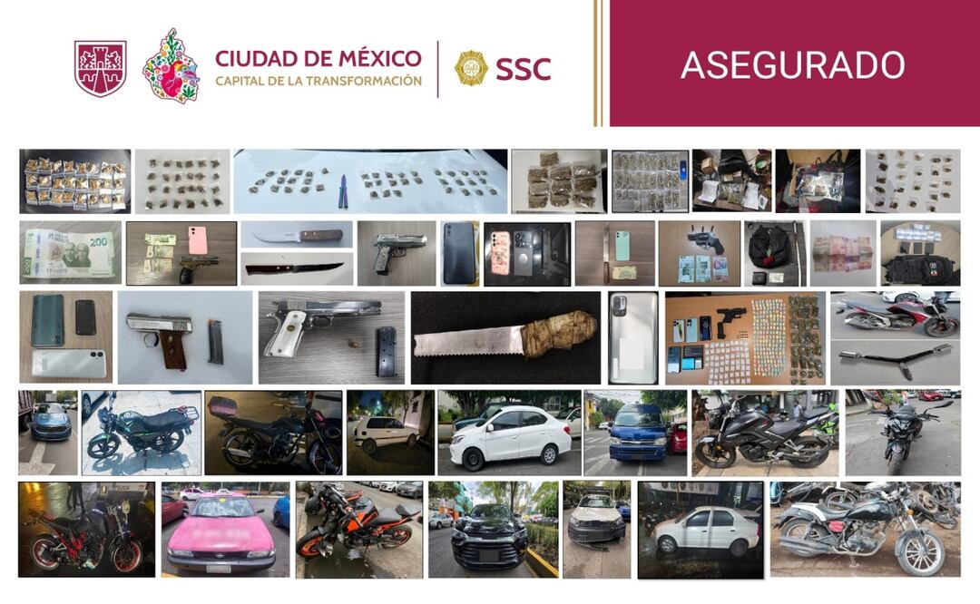 Detienen a 48 personas en CDMX; operativos de la SSC abarcaron 12 alcaldías en una semana. Foto: Especial