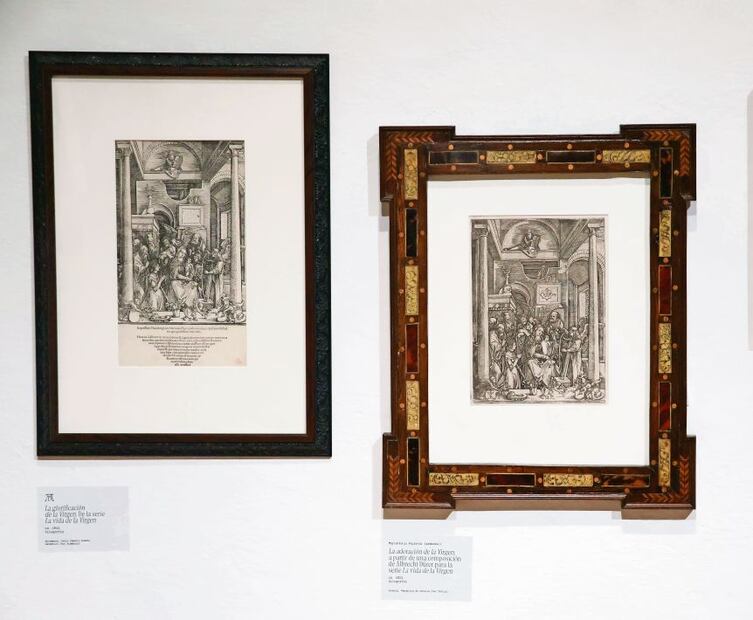 Durero. El primer artista viral es una de las exposiciones que presenta el museo por su 40 aniversario. En la imagen, el original y la copia de “La glorificación de la Virgen”, un grabado del maestro renacentista de su serie La vida de la Virgen.