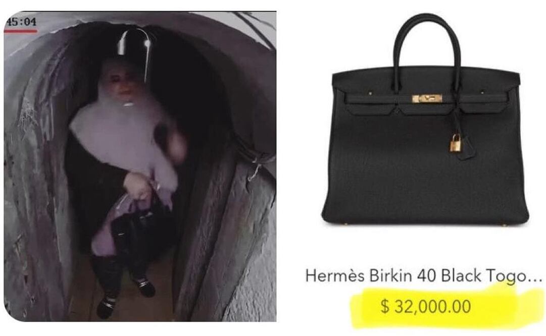 Las imágenes muestran a Samar Abu Zamar, esposa de Sinwar, caminando en un túnel un día antes de la masacre perpetrada el 7 de octubre de 2023 con un supuesto bolso Hermés. Foto: X @Israel