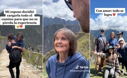 Joven carga a su madre invidente para que pueda percibir la energía de Machu Picchu