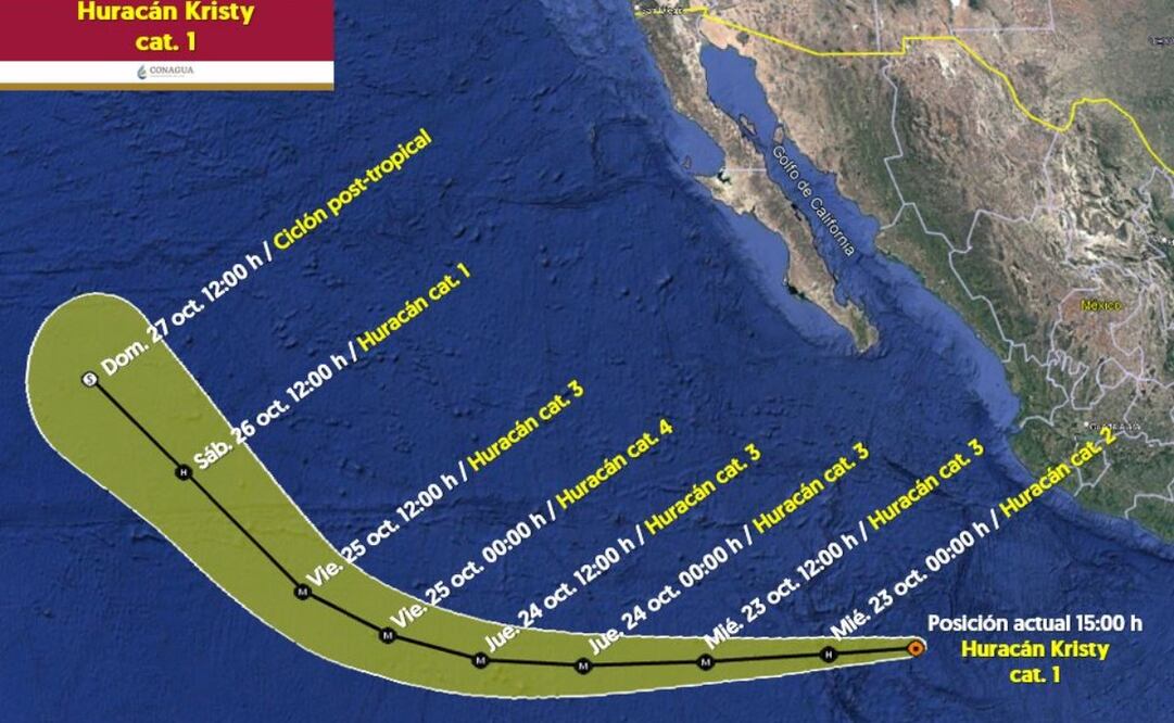 Kristy se convierte en huracán categoría 1, así lo informó el SMN. Foto: Servicio Meteorológico Nacional