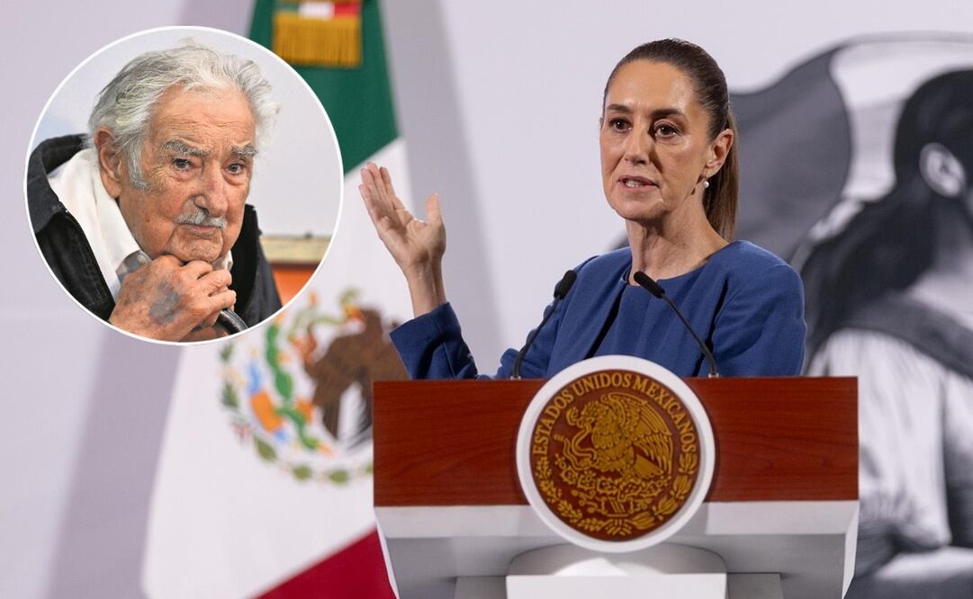 Claudia Sheinbaum va a buscar una llamada personal con el expresidente de Uruguay, José Mujica. Foto: AFP y Hugo Salvador