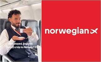 Norwegian Air luce logo de British Airways tras partido de Noruega vs Inglaterra; la aerolínea perdió una apuesta amistosa en redes