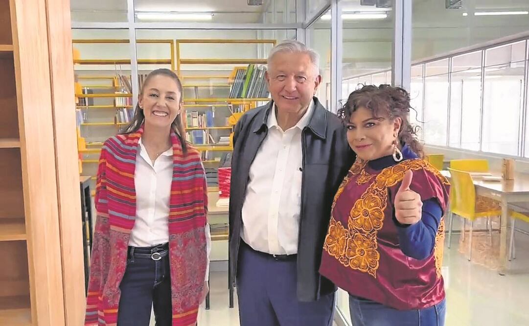 La jefa de Gobierno, Claudia Sheinbaum, el Presidente y Clara Brugada, alcalde de Iztapalapa. Foto: Tomada de Twitter.