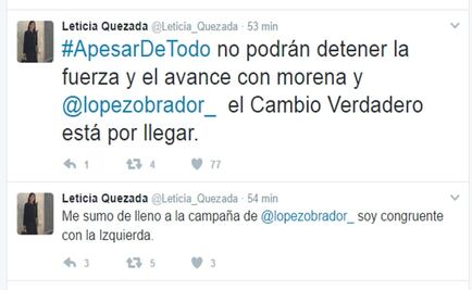 Leticia Quezada se suma a campaña de López Obrador