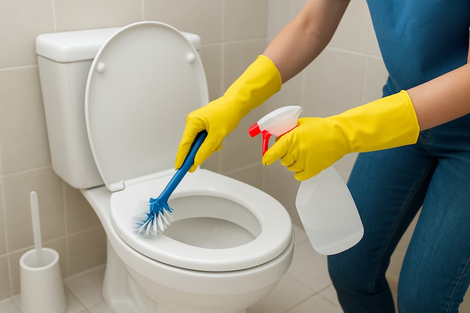Por higiene, no olvides usar guantes al momento de limpiar tu inodoro. Foto: Creada con IA (ChatGPT)