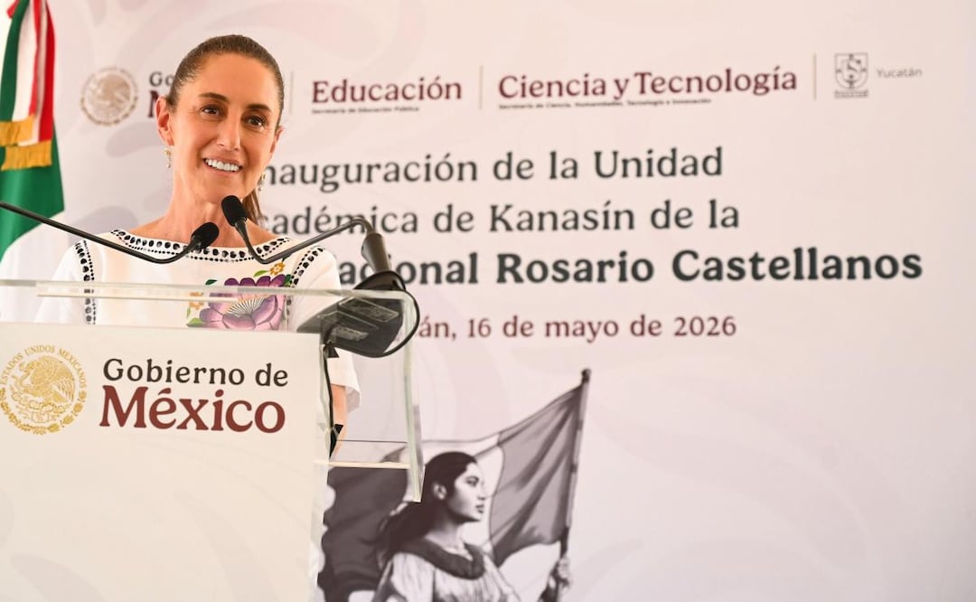 Presidenta Claudia Sheinbaum durante la inauguración de la Unidad Académica de Kanansín de la Universidad Nacional Rosario Castellanos en Yucatán (16/05/2026). Foto: Especial
