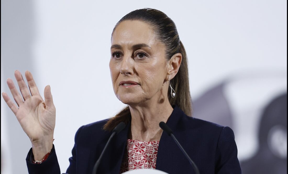 La presidenta Claudia Sheinbaum durante la mañanera del 5 de agosto de 2025. Foto: EFE