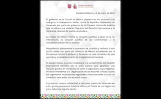 Gobierno de CDMX condena intervención militar de EU en Venezuela; la califica como una violación flagrante a la soberanía del pueblo venezolano