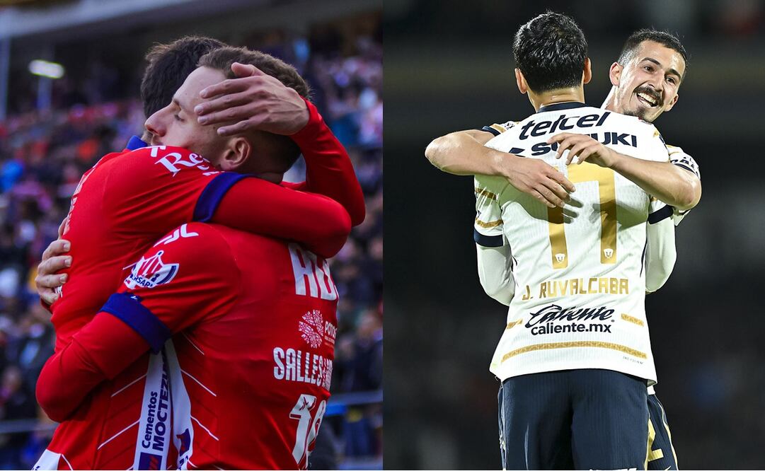 Atlético de San Luis y Pumas en festejo de gol, durante el Clausura 2025 - Fotos: Imago7