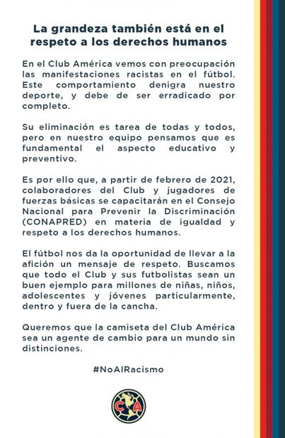 América capacitará a sus futbolistas para erradicar el racismo