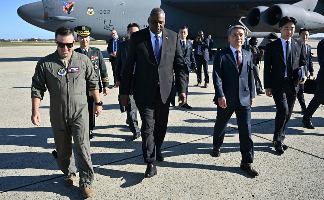 El Secretario de Defensa de los Estados Unidos, Lloyd Austin, y el Ministro de Defensa Nacional de Corea del Sur, Lee Jong-sup. Foto: AFP